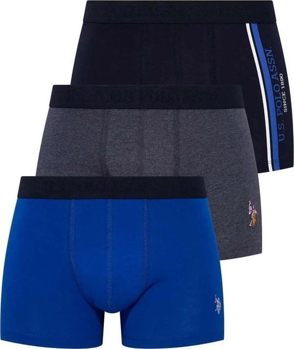 U.S. Polo Assn. Erkek 3'lü Lacivert-Saks-Lacivert Melanj Boxer Set - Image 1