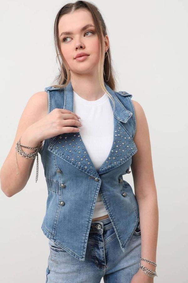 Kadın Taşlı Slim Fit Yelek - Image 1