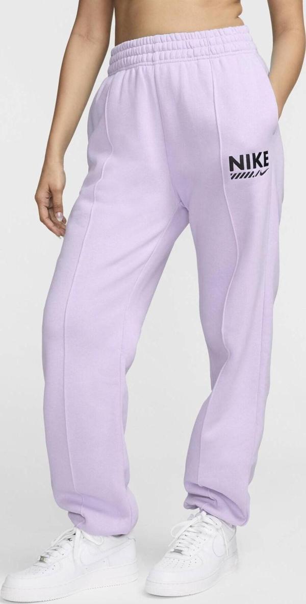 Nike Sportswear Fleece Mid Rise Loose Fit Şardonlu Büyük Beden Kadın Eşofman Altı Mor - Image 1