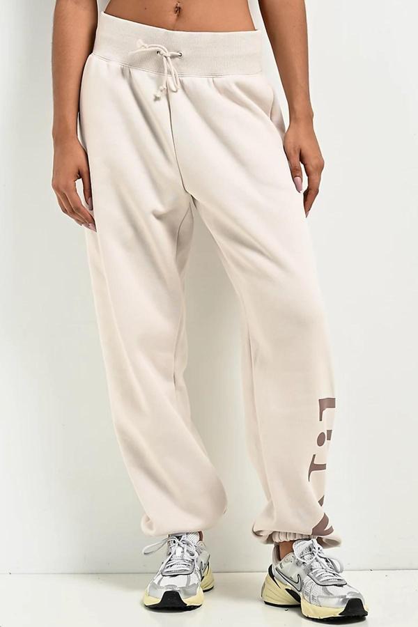 Nike Sportswear Phoenix Fleece High Rise Oversized Şardonlu Büyük Beden Yüksek Bel Kadın Eşofman Altı Açık Krem - Image 1