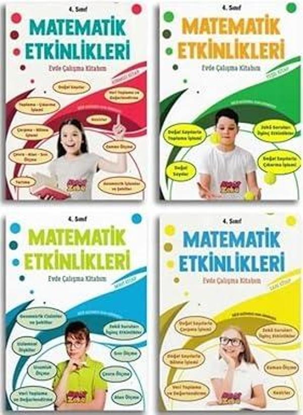 Aktif Zeka 4.Sınıf Matematik Etkinlikleri Evde Çalışma Kitabım Seti 4 Kitap - Aktif Zeka Yayınları - Image 1