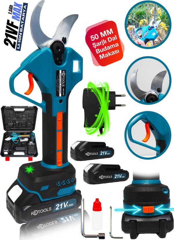 RETOOLS 50 MM DİJİTAL DAL BUDAMA MAKASI 10 PİLLİ  - Image 1