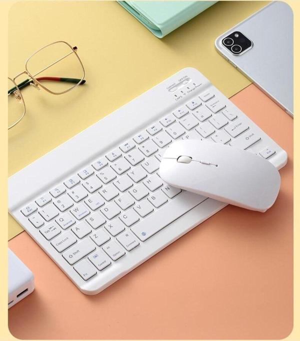 Apera Gn-62 Kablosuz Bluetooth Klavye Mouse Seti Ultra Ince Taşınabilir Ingilizce Q Klavye Beyaz - Image 1