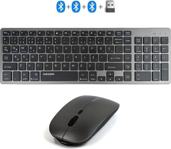 Apera Mt15 Mac Uyumlu Kablosuz Multimedya Klavye Mouse Set Q Türkçe 3 Kanal Bluetooth + Usb Alıcılı - Image 1
