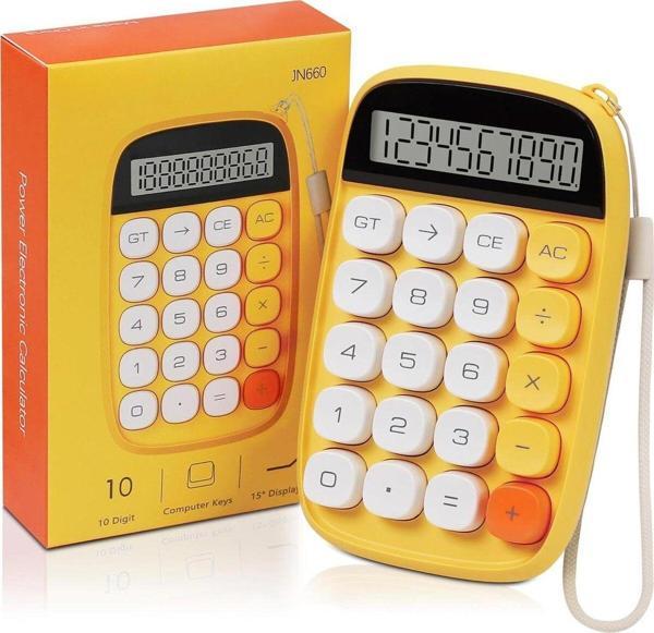 Apera Mt18 Hesap Makinesi 10 Haneli Mekanik Tuşlu Büyük Lcd Ekranlı Eski Daktilo Tarzı Sarı - Image 1
