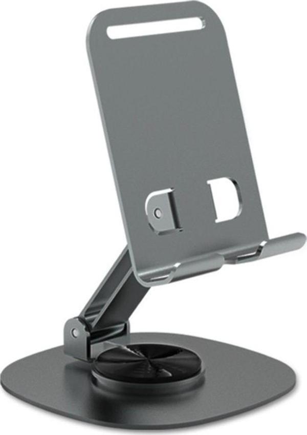 Apera Mt43 Masaüstü Metal Telefon Tutucu Tabanı Döner Tasarımlı Gri - Image 1