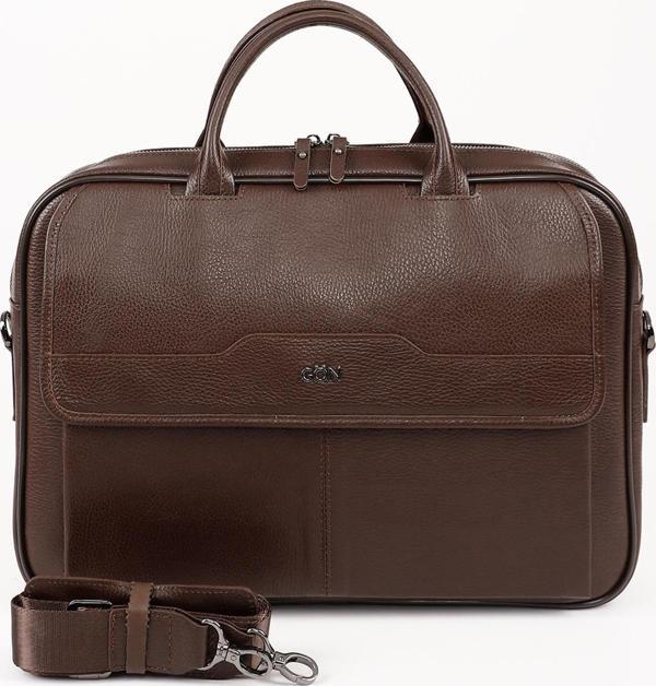 Unisex Kahve Antik Hakiki Deri Notebook Ve Evrak Çantası - Image 1