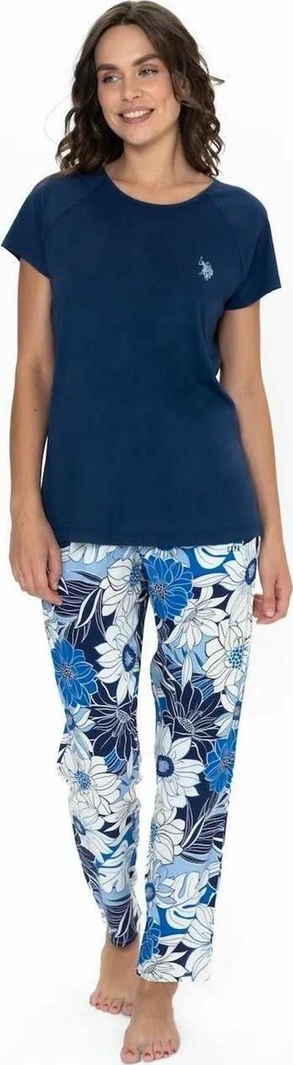 U.S. Polo Assn. Kadın Kısa Kollu Çiçek Desenli Alt Üst Pijama Takım - Image 1