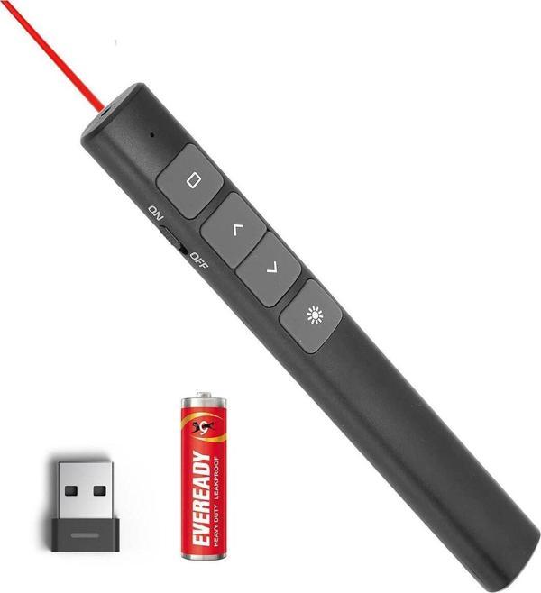 Apera Nr55 Kablosuz Sunum Tıklayıcı Kırmızı İşaretçi Slayt Gösterisi Powerpoint Win10 Mac Keynote Uyumlu - Image 1