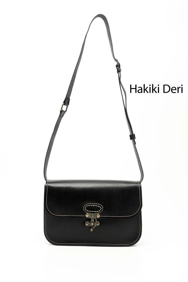 Kadın Siyah Vaketa Hakiki Deri Omuz ve Postacı Çantası - Image 1