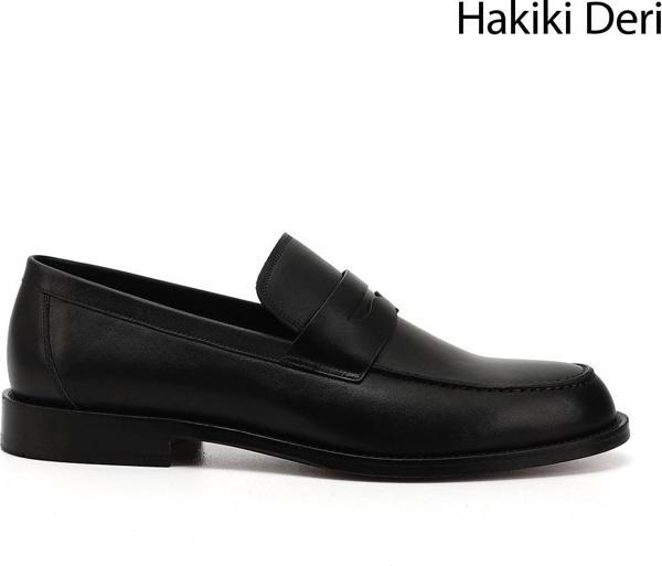 Erkek Siyah Kösele Taban Hakiki Deri Loafer Ayakkabı - Image 1
