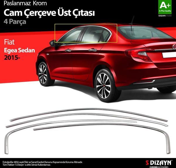 S-Dizayn Fiat Egea SD Krom Cam Üst Çıtası 4 Prç. 2015 Üzeri (Mat Krom) A+ Kalite - Image 1
