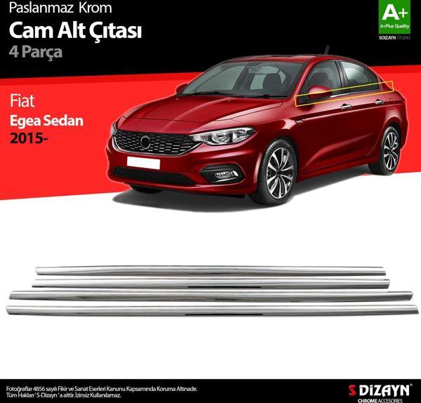 S-Dizayn Fiat Egea SD Krom Cam Çıtası 4 Prç. 2015 Üzeri (Mat Krom) A+ Kalite - Image 1