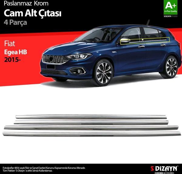 S-Dizayn Fiat Egea HB Krom Cam Çıtası 4 Prç. 2015 Üzeri (Mat Krom) A+ Kalite - Image 1