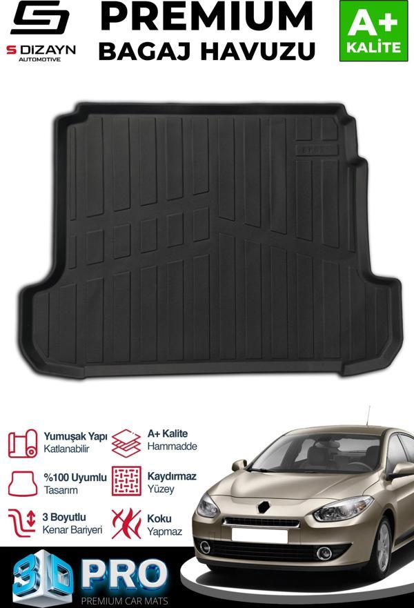 S-Dizayn Renault Fluence 3D Pro Bagaj Havuzu 2009 Üzeri A+ Kalite - Image 1