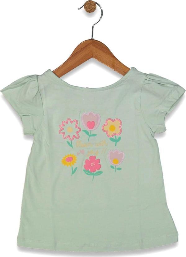 Kız Çocuk Çiçek Baskılı Tişört BGL-ST04452 - Image 1