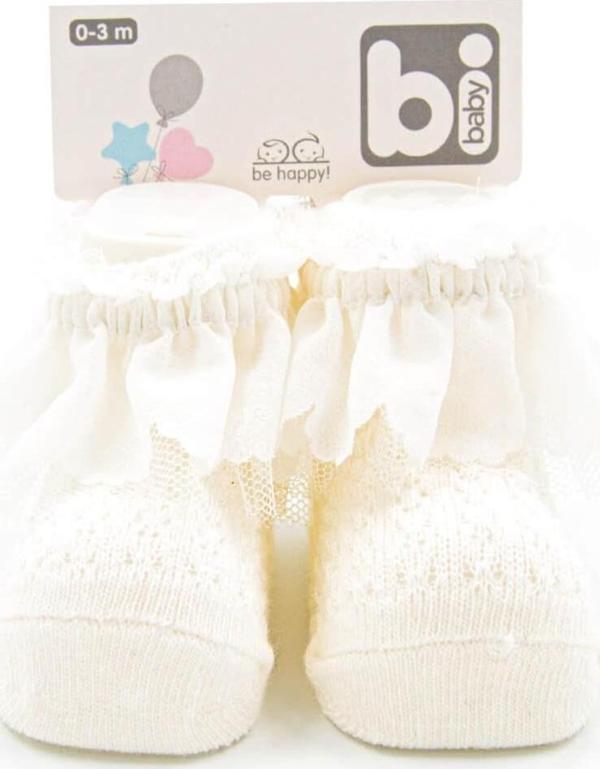 Bibaby Fistolu Bebek Çorap 68153 Ekru 0-3 Ay - Image 1