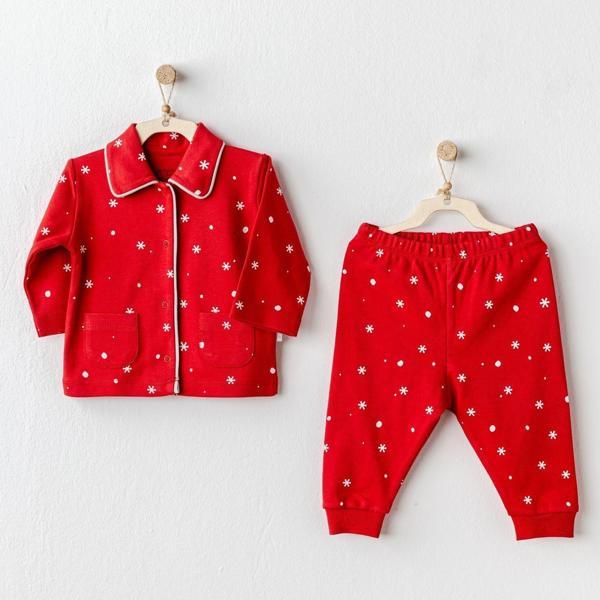 Andywawa Happy Newyear Bebek Pijama Set AC25329 Kırmızı 3-6 Ay - Image 1
