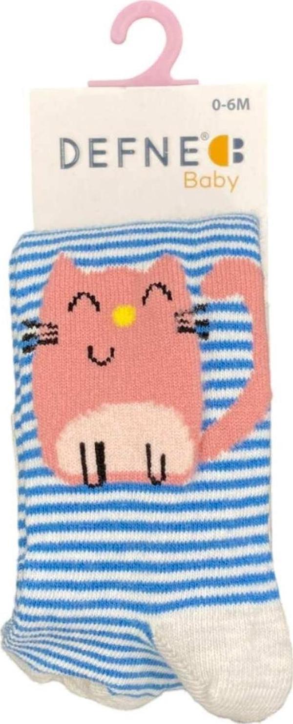 Defne Baby Bebek Külotlu Çorap 018 Beyaz - Mavi 0-6 Ay - Image 1