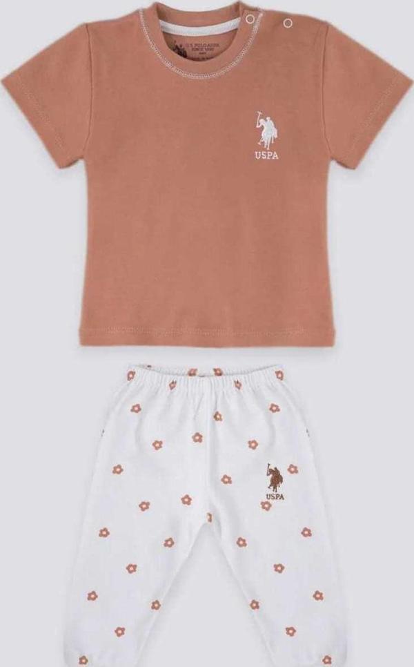 U.S. Polo Assn 2'li Bebek Takım USB1217 Cappuccino 9-12 Ay - Image 1