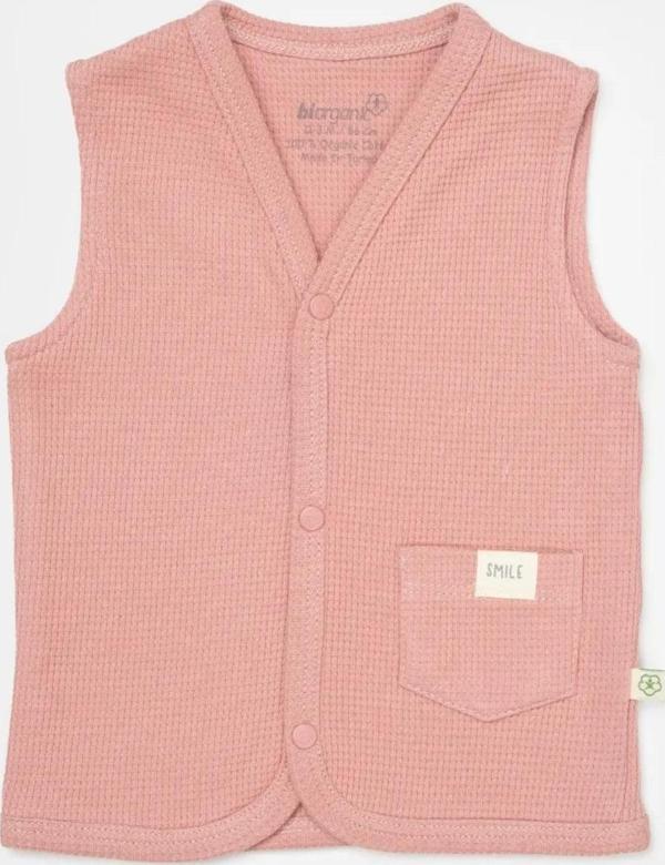 Biorganic Waffle Smile Bebek Yelek 61502 Kırmızı - Kahverengi 9-12 Ay - Image 1