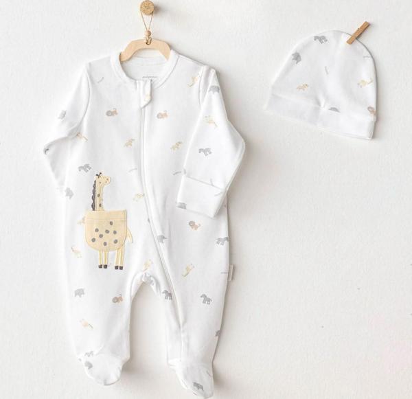 Andywawa Little King Bebek Tulum Takım AC25803 Beyaz 3-6 Ay - Image 1
