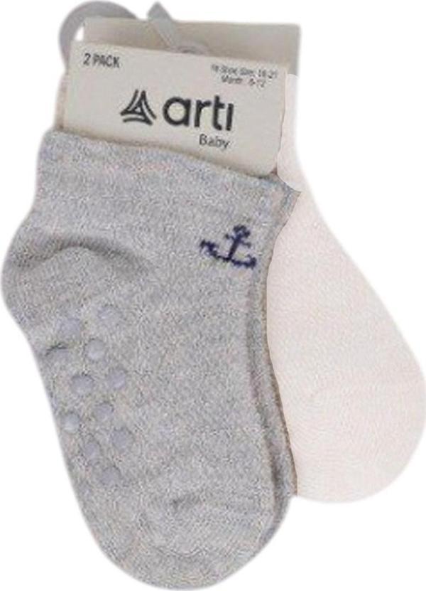 Artı Kids Kaptan Abs'li 2'li Bebek Patik 44142 Gri - Bej 18-24 Ay - Image 1