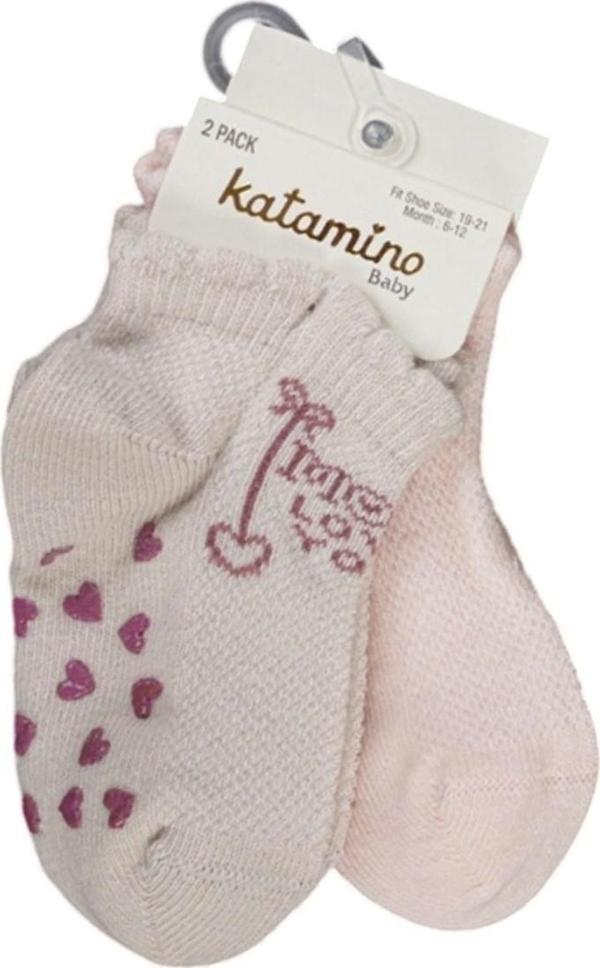 Katamino Kitkat 2'li Abs Kız Bebek Çorabı 20407 Lila - Pembe 18-24 Ay - Image 1