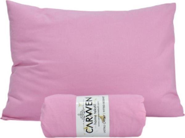 Mertim Tek Kişilik Ranfors Pamuk Lastikli Çarşaf Seti 100X200 Pembe - Image 1
