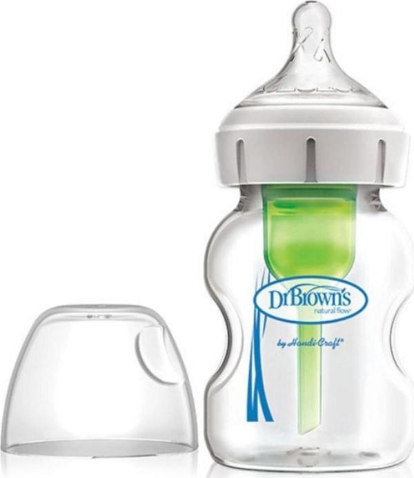 Dr Brown's Geniş Ağız Antikolik Options+ Cam Biberon 150 Ml Şeffaf - Image 1