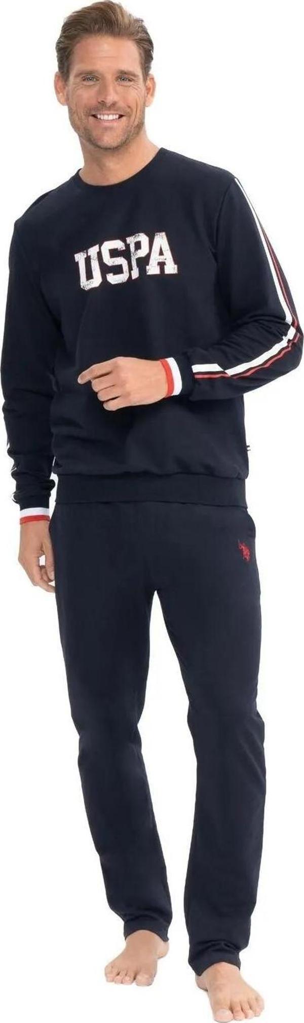 U.S. Polo Assn. Erkek Uzun Kollu Şerit Detaylı Pijama Takımı - Image 1