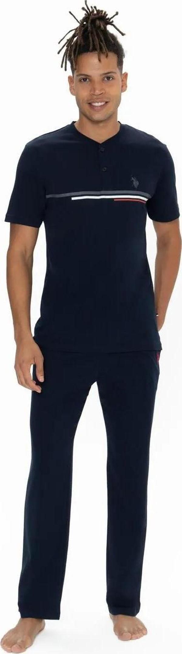 U.S. Polo Assn. Erkek Alt Üst Düğmeli Pijama Takımı - Image 1