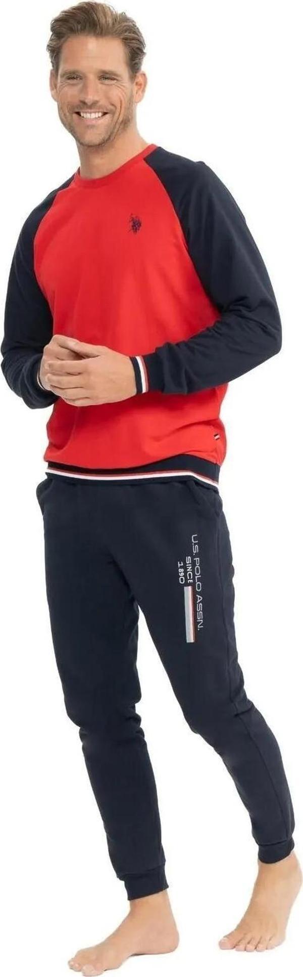 U.S. Polo Assn. Erkek Uzun Kollu Paçaları Lastikli Pijama Takımı - Image 1