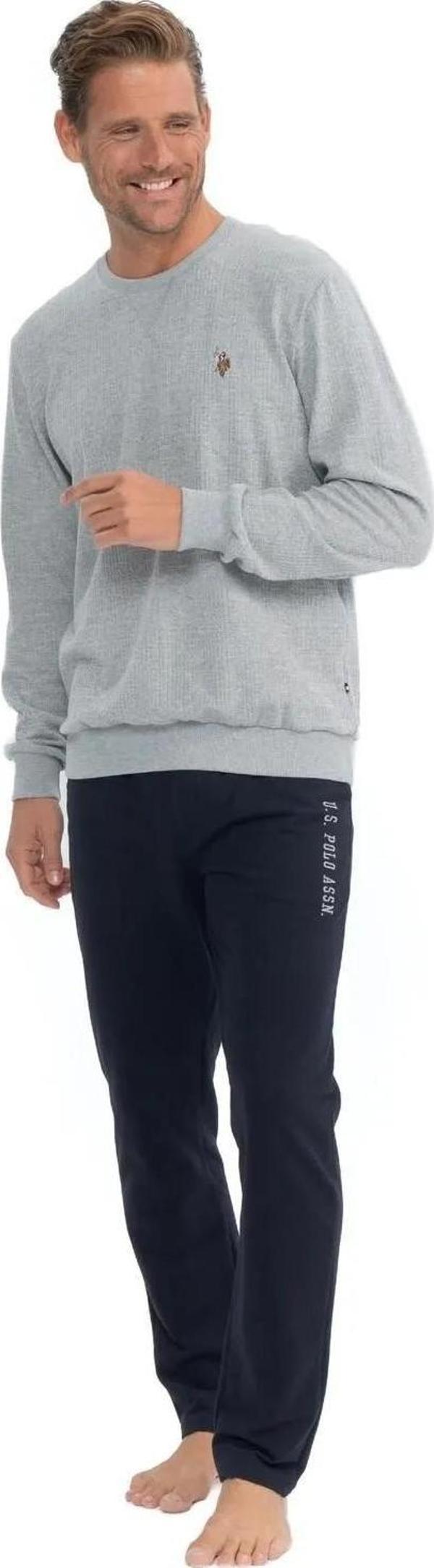 U.S. Polo Assn. Erkek Uzun Kollu Yuvarlak Yaka Düz Pijama Takımı - Image 1