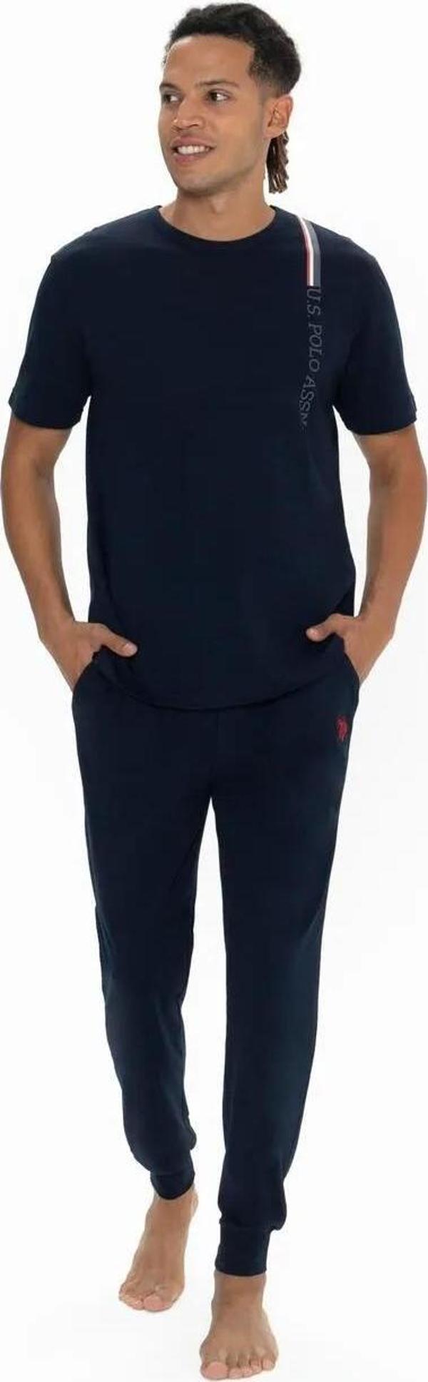 U.S. Polo Assn. Erkek Yazı Detaylı Yuvarlak Yaka Pijama Takım - Image 1