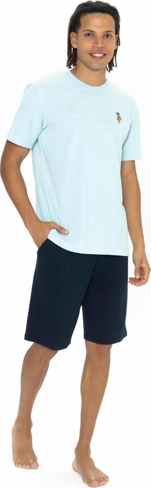 U.S. Polo Assn. Erkek Yuvarlak Yaka Düz Pijama Şort Takım - Image 1