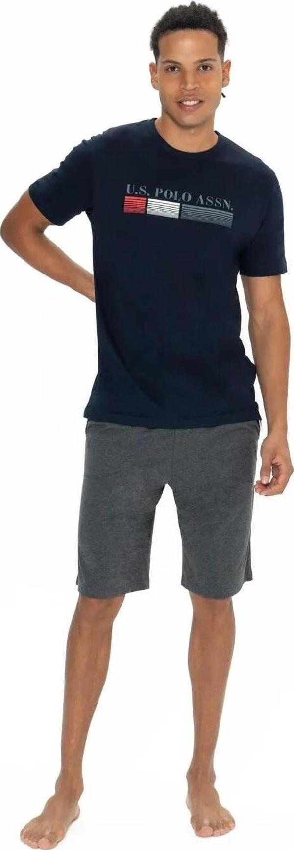U.S. Polo Assn. Erkek Alt Üst Yuvarlak Yaka Pijama Şort Takımı - Image 1