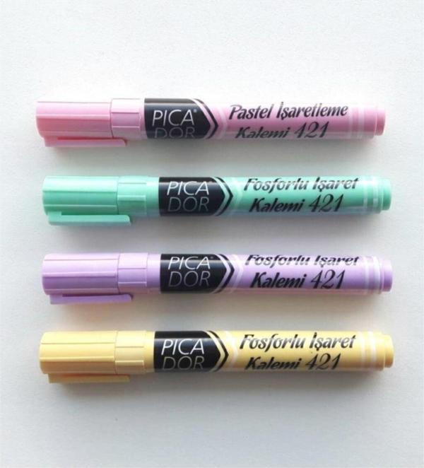 Picador 4 Renk Fosforlu Kalem Seti Pastel Renkler - Image 1