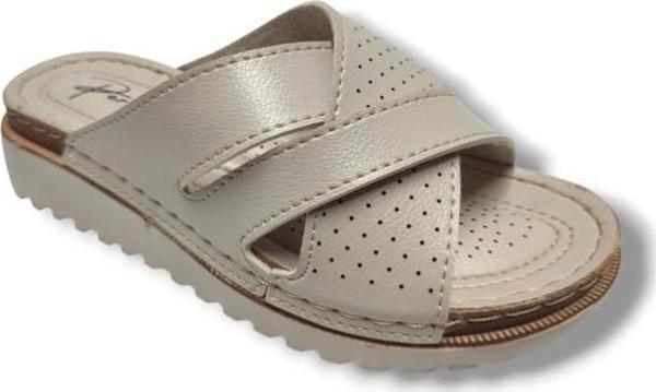 Perla 3007-25 Deri Anatomik Soft Çapraz Bant Kadın Terlik - Image 1