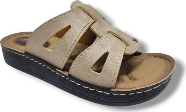 Leman L301-25 Deri Anatomik Çift Kemer Bant Kadın Terlik - Image 1