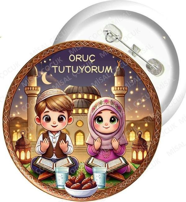 Misal Çocuk Rozet 36 - Oruç Tutuyorum (Kız - Erkek) - Image 1