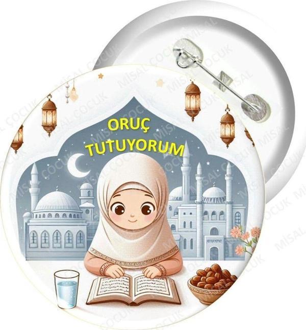 Misal Çocuk Rozet 37 - Oruç Tutuyorum (Kız) - Image 1