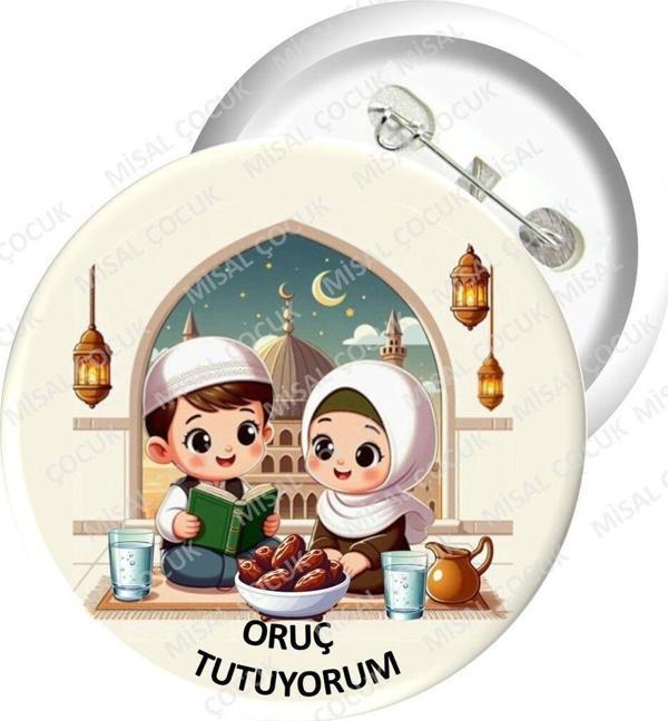 Misal Çocuk Rozet 40 - Oruç Tutuyorum (Kız - Erkek) - Image 1