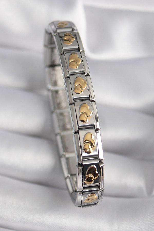 316L Çelik Gümüş Renk Gold Kalp İşleme Nomination Model Kadın Bileklik - TJ-BB6480 - Image 1