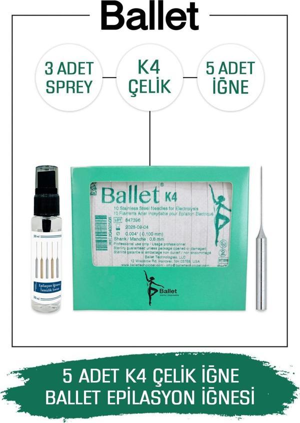 5 Adet K4 Çelik Epilasyon Iğnesi Orijinal K4 Gümüş Iğne - Image 1