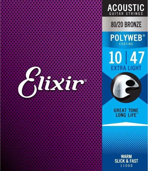 Elixir Polyweb Bronze  Extra Light Akustik Gitar Teli (.010-.047) - Image 1