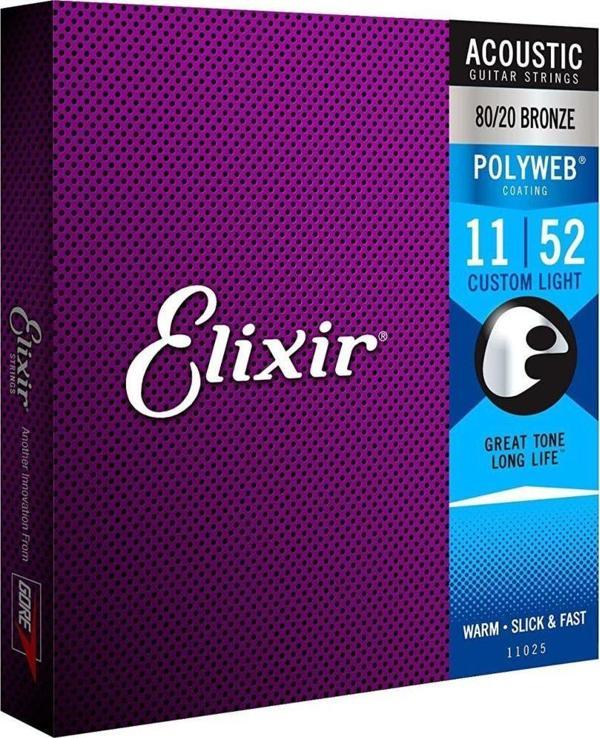 Elixir Polyweb Bronze Custom Light Akustik Gitar Teli (.011-.052) - Image 1