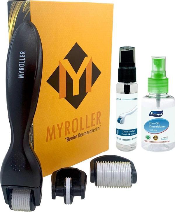 3in1 Dermaroller Değiştirilebilir 3 Başlıklı Titanyum Dermaroller - Image 1