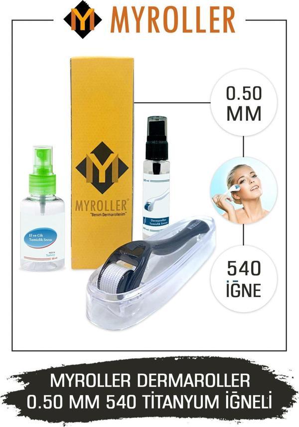 Dermaroller 0.50mm Dezenfektan Hediye Titanyum 540 Iğneli Derma Roller - Image 1