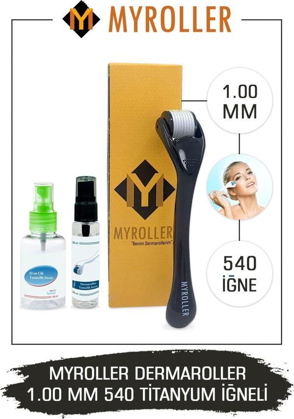 Dermaroller 1.00mm Dezenfektan Hediye Titanyum 540 Iğneli Derma Roller - Image 1
